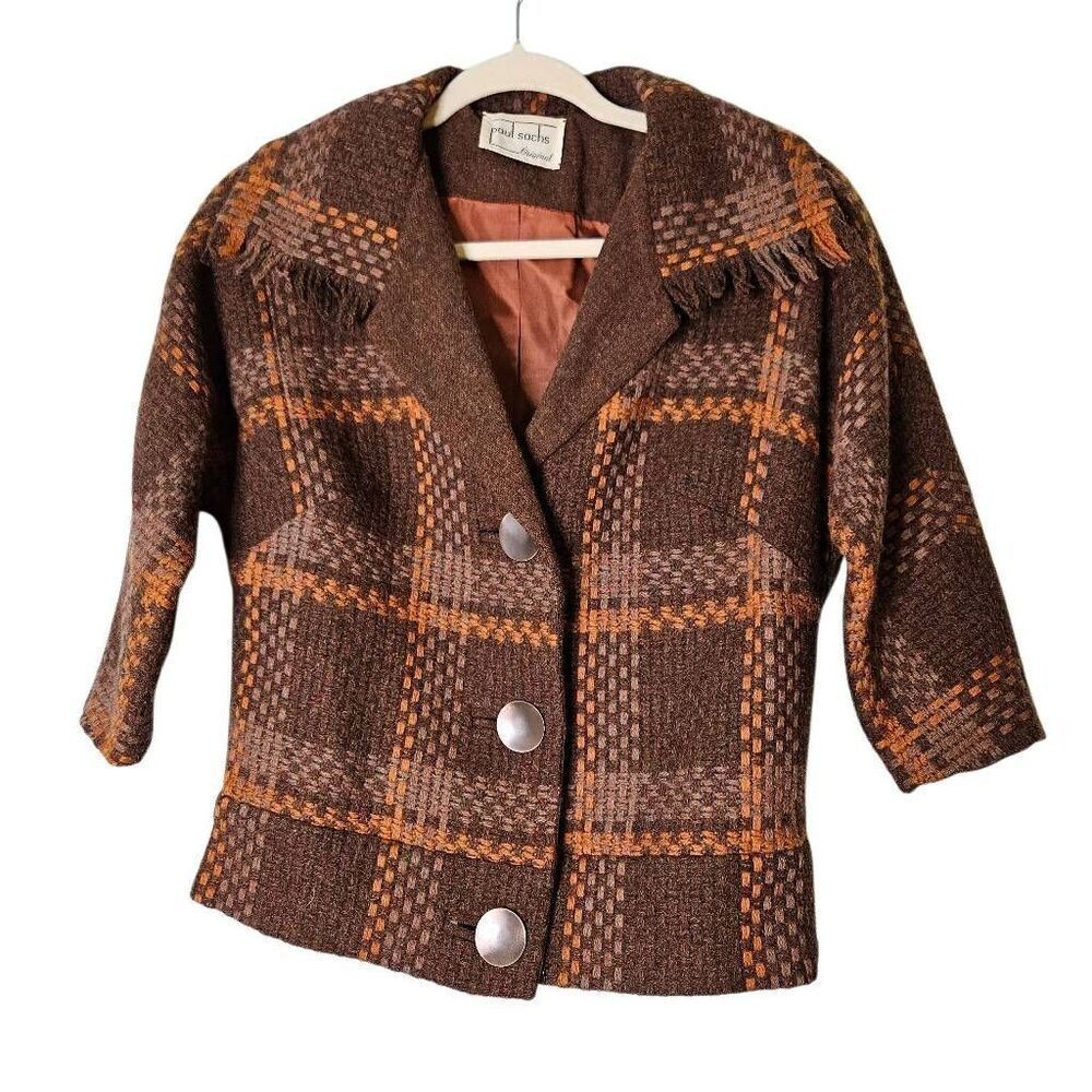 Vintage Paul Sachs plaid blazer.  60's or 70's. Size S.